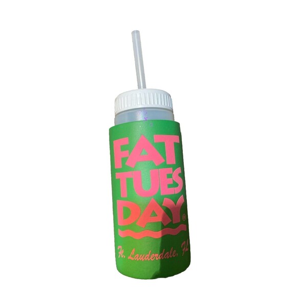 Fat Tuesday Fort Lauderdale Reusable Koozie Sport Cup Water Bottle 2 Bottles - Picture 3 of 4